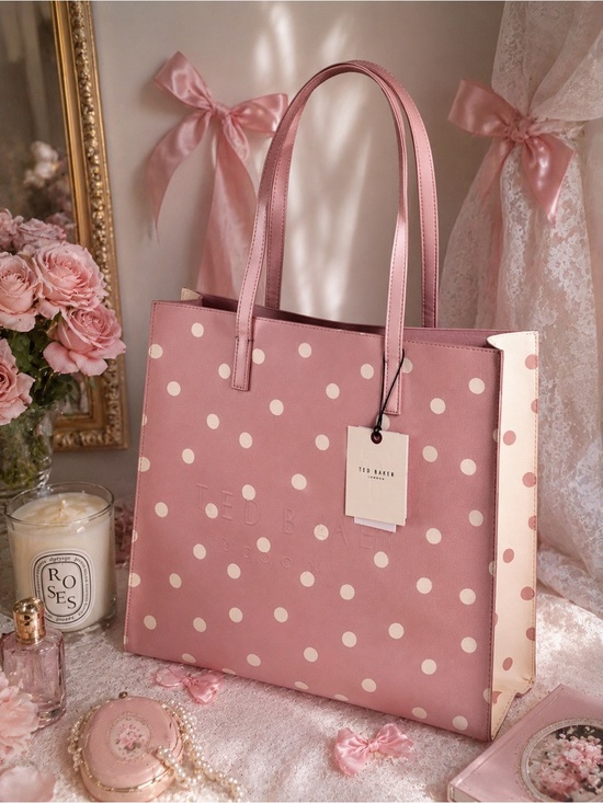 Ted Baker Handbags - Ted Baker London NWT Pink Polka Dot Leather Tote Bag Coquette Style
